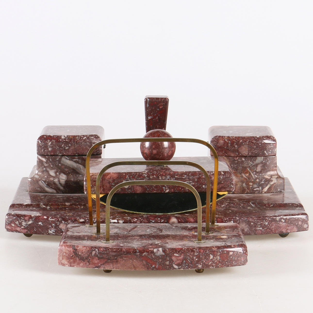 SKRIVSET, 5 delar, marmor, 1900-talets första hälft.