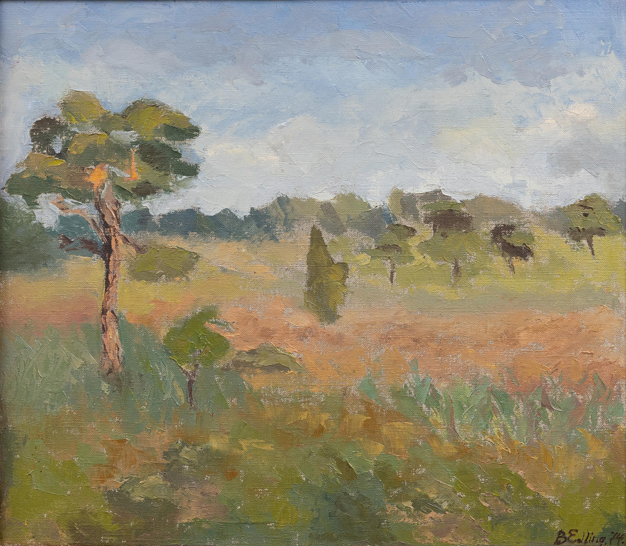 OIDENTIFIERAD KONSTNÄR. Myrmark, oil on canvas, signed B. Edling and ...