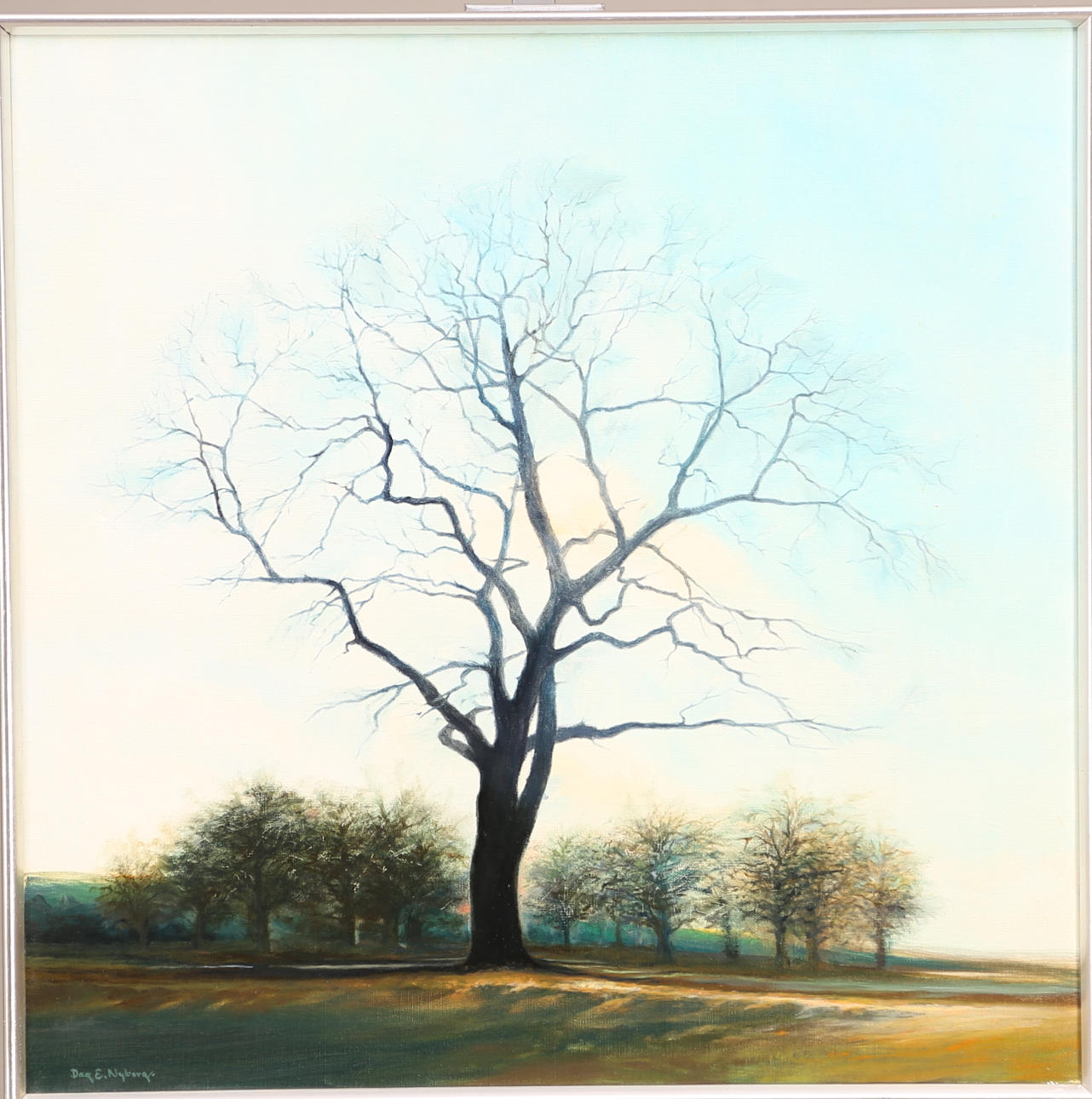 DAG E NYBERG. TAVLA, olja duk, signerad Dag E. Nyberg, "Ekhagen".