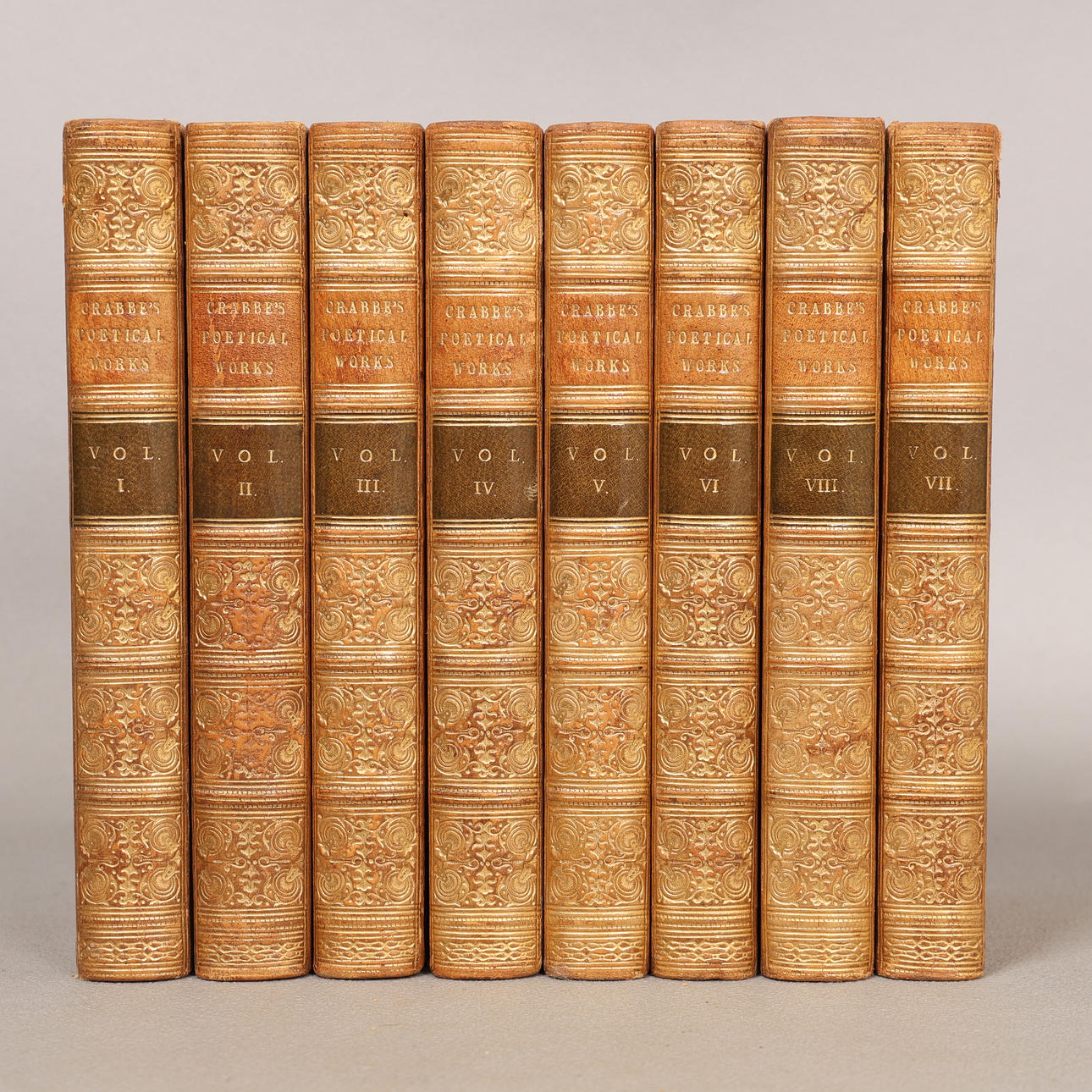 POETICAL WORKS OF THE REV GEORGE CRABBE, VOLUMES 1 - 8 FIRST EDITIONS ...