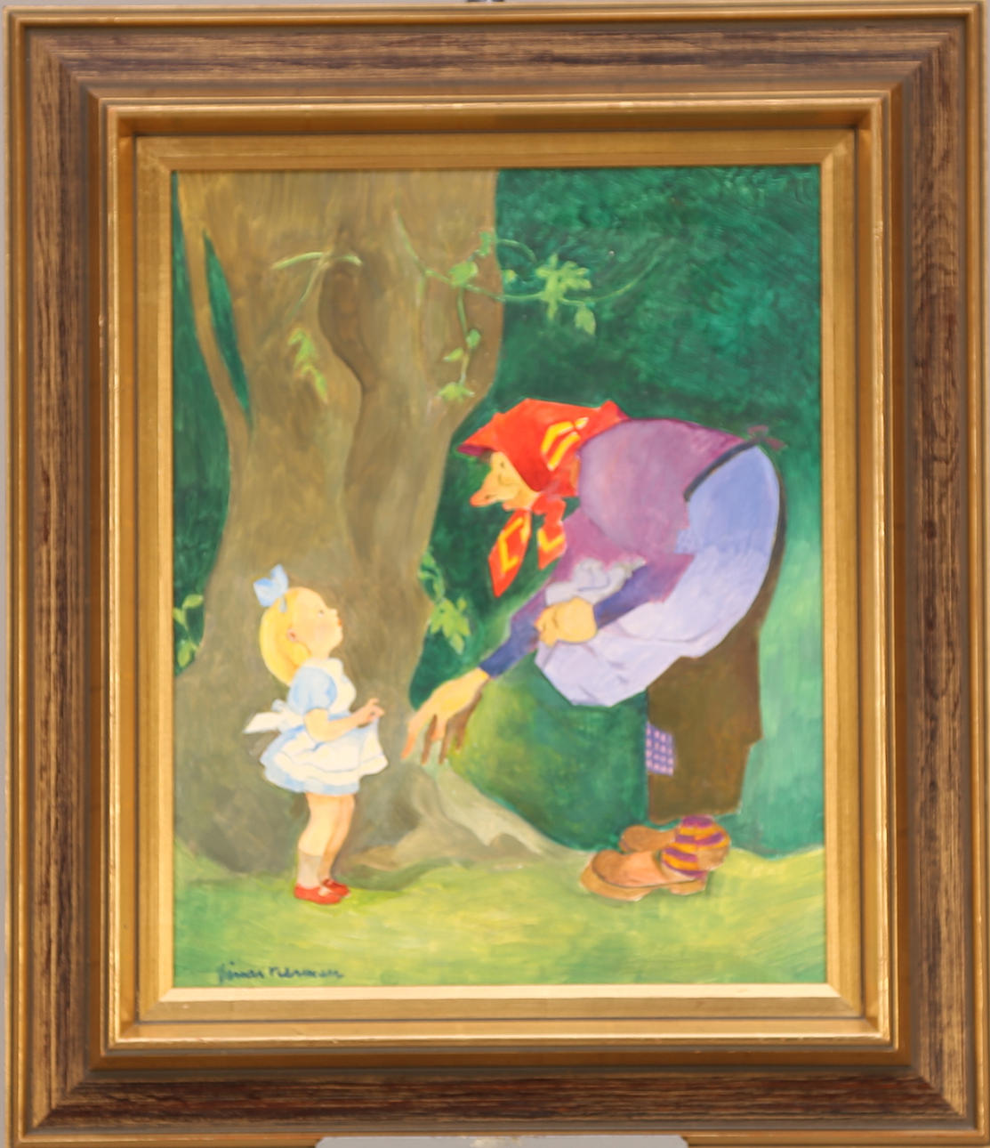 EINAR NERMAN. TAVLA, olja pannå, signerad Einar Nerman, Tummelisa och gumman.