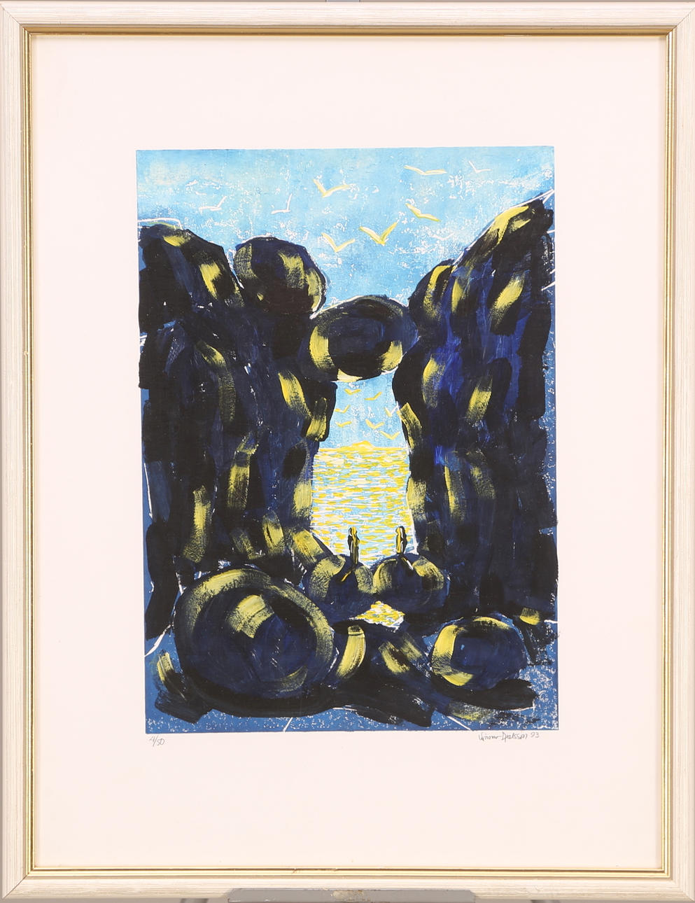 WIMAR AXELSSON. TAVLA, färglitografi 4/50, signerad Wimar Axelsson -93, vid stranden.