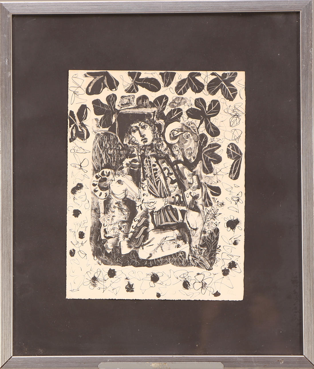 ANTONI CLAVÉ. TAVLA, etsning - ej numrerad, signerad Clavé, komposition kvinna och bagge.