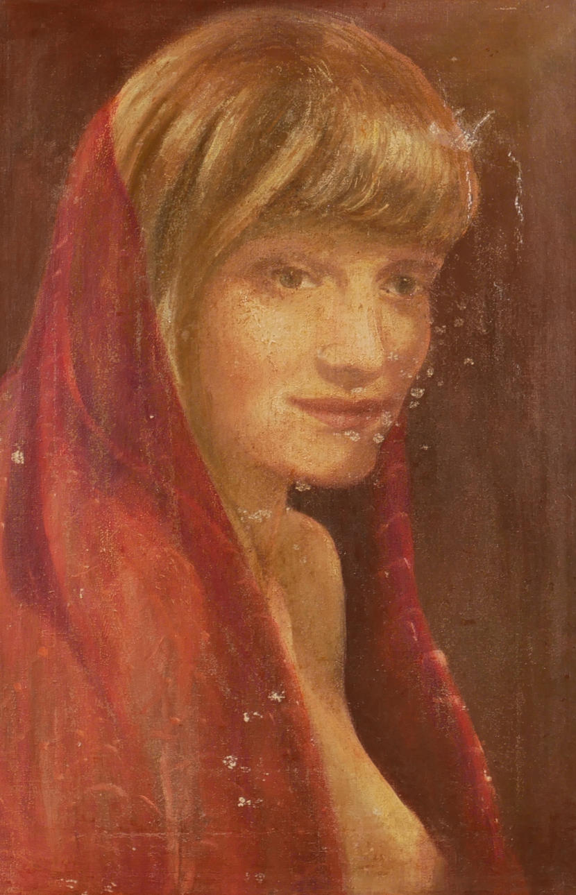 OKÄND KONSTNÄR. Portrait, oil/acrylic, unsigned.