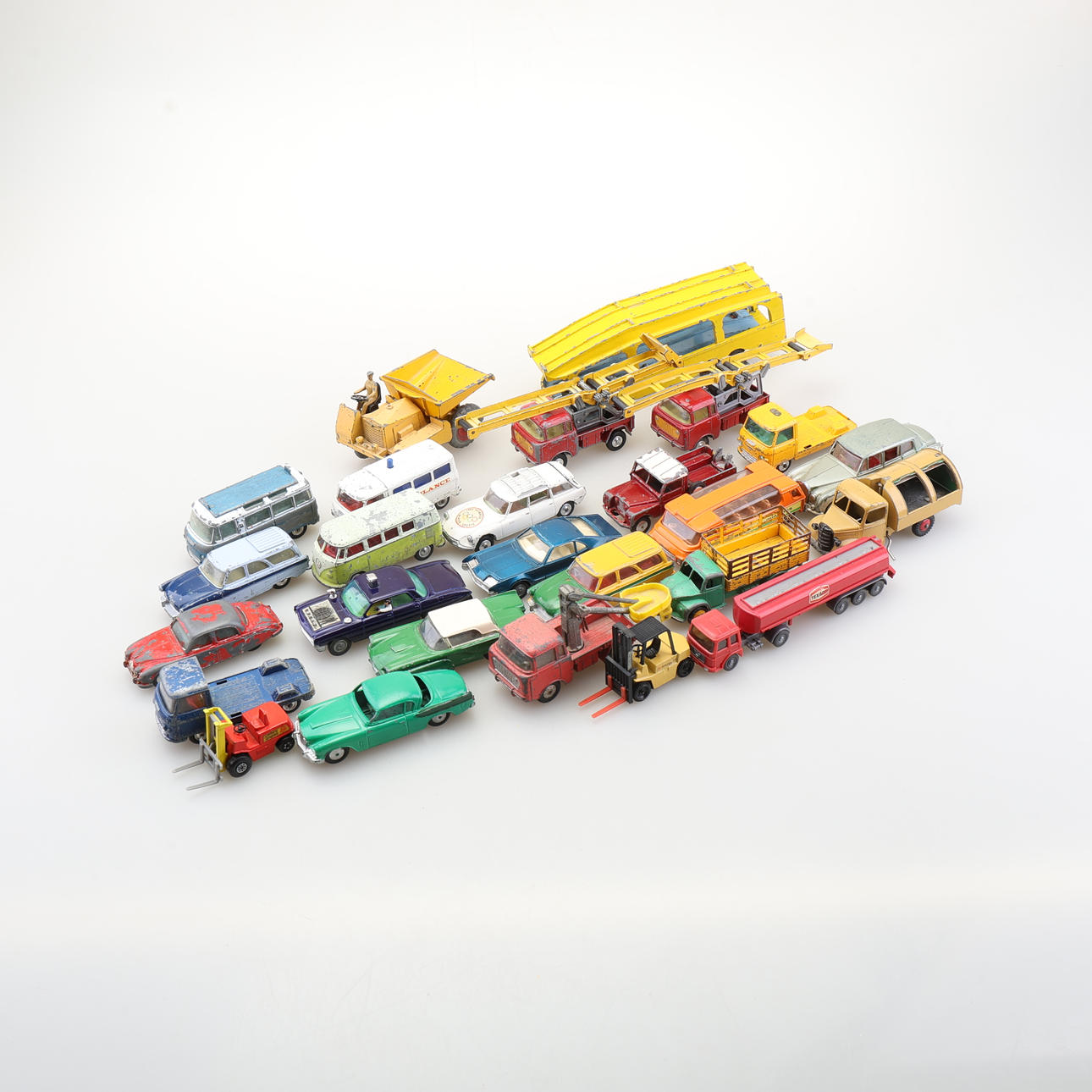 A collection of toy cars including Corgi Toys, Dinky Toys. Toys