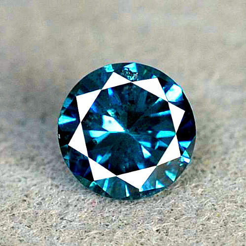 0,85 ct blå diamant rund, certifikat.