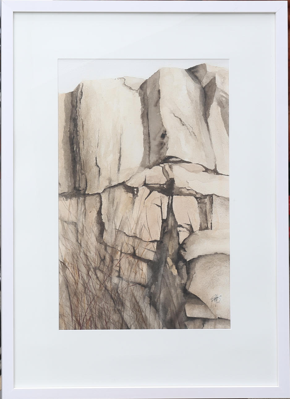 STIG STENMARK. Bergvägg. Akvarell, signerad.