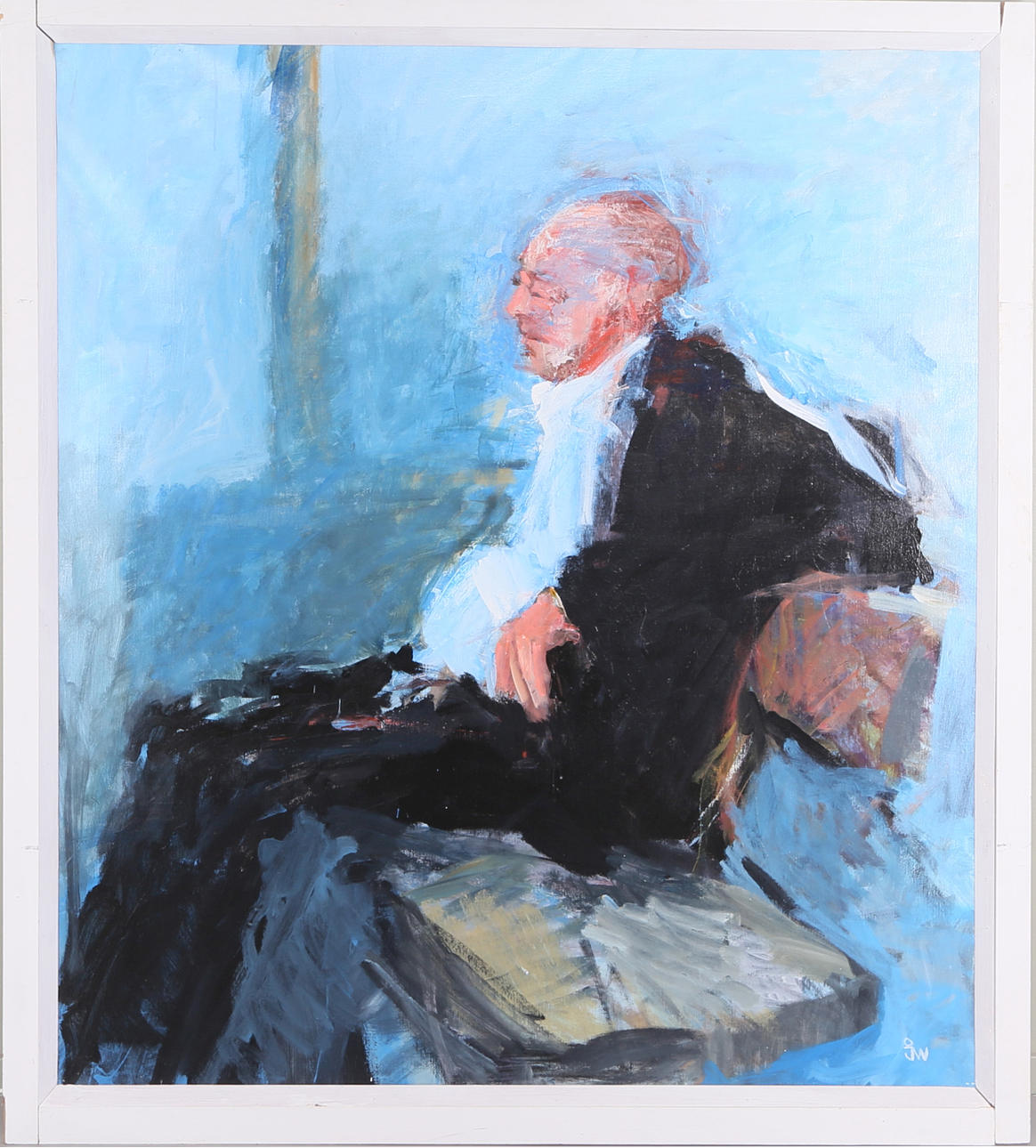 JAN WIBERG. Porträtt, olja på duk, signerad.