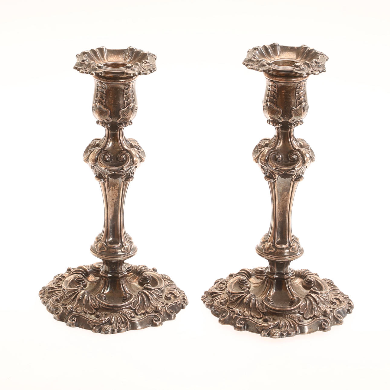 Candlesticks, a pair, silver, England.