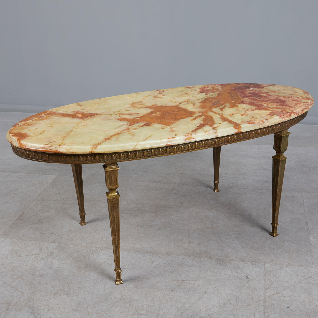 Coffee table/side table, brass, onyx marble, 1960/70s.