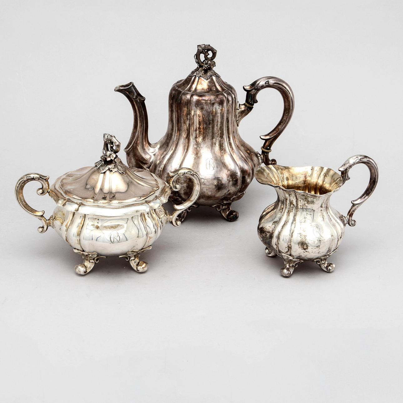 KAFFESERVIS, 3 delar, silver, Finland 1926. Vikt ca 1400 gram.