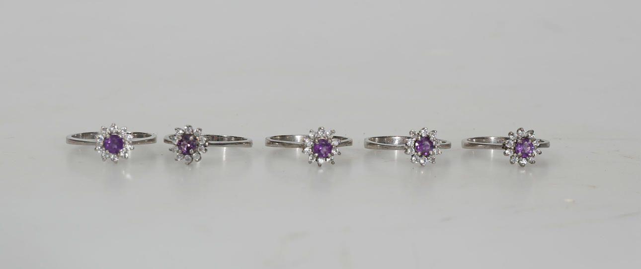RINGAR, sterlingsilver och stenar, 5 stycken, 1900-2000-tal.