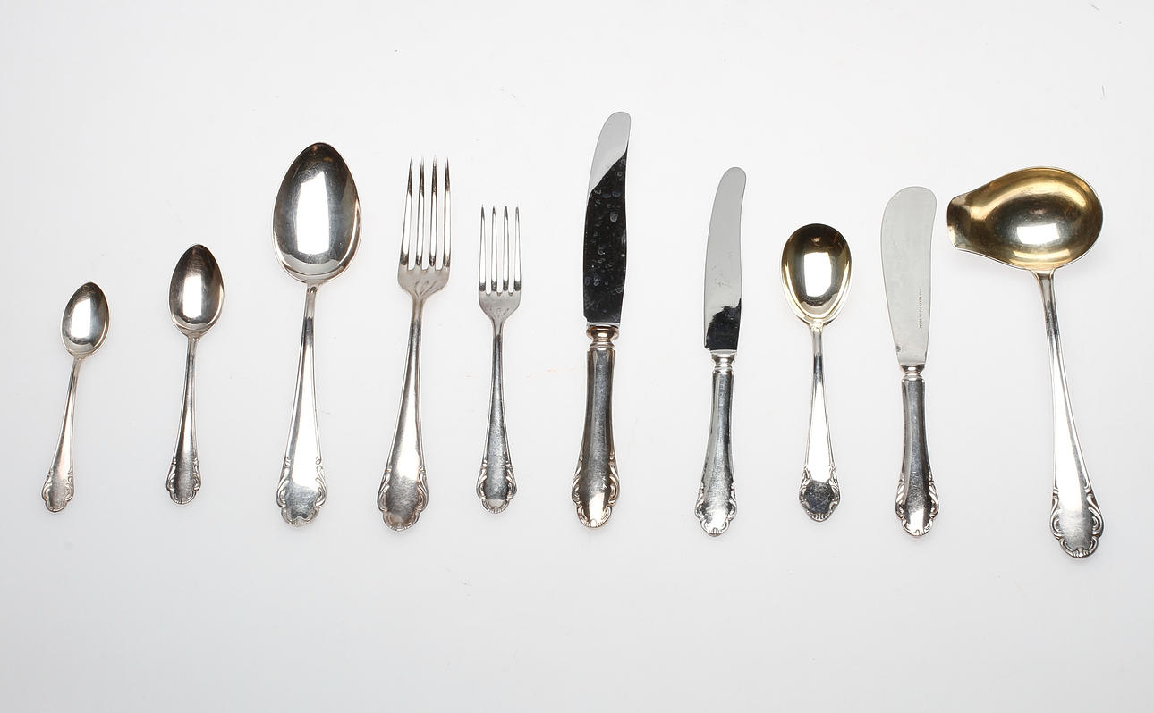 BESTICK, 69 delar, nysilver, "Haga", 1900-tal.