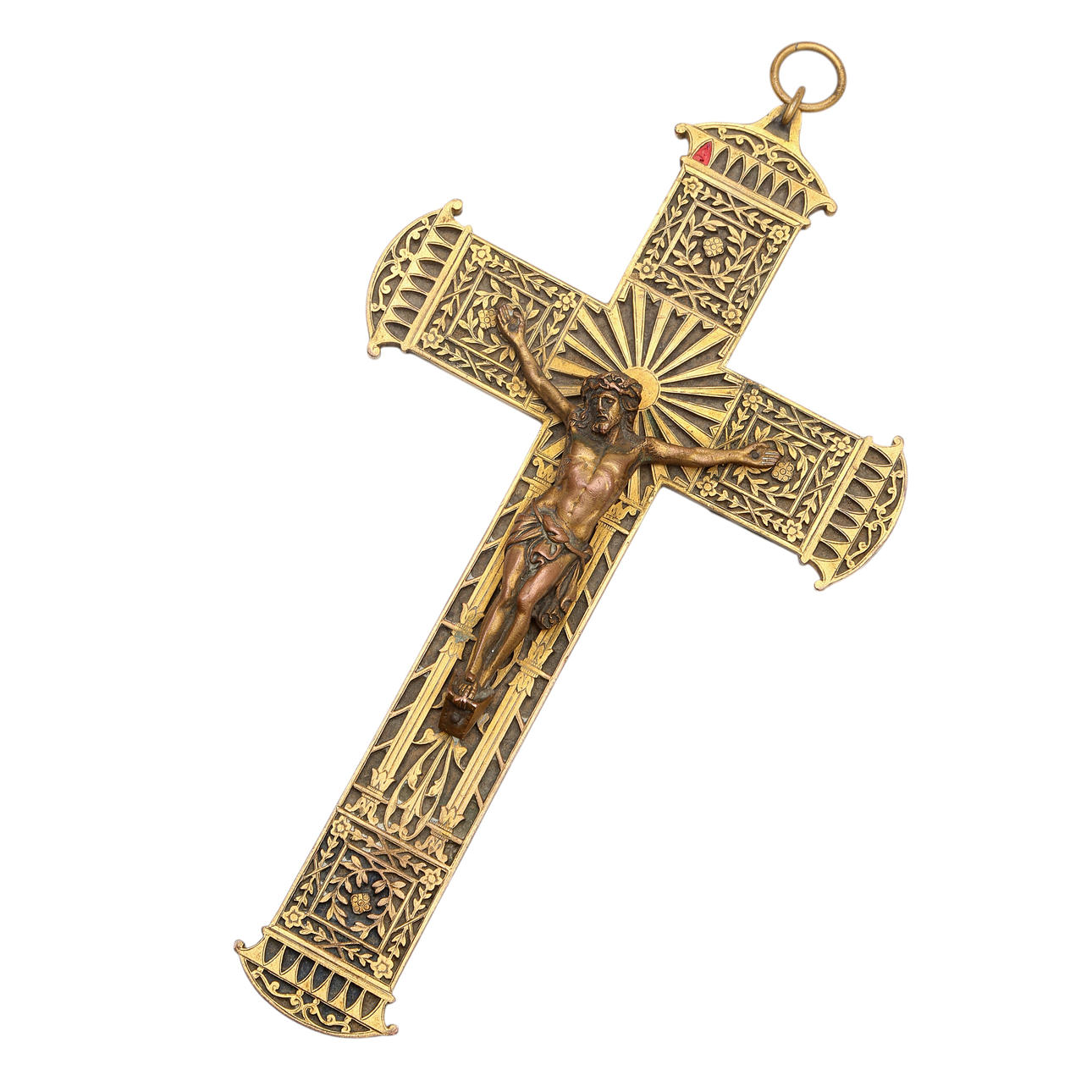 Gilt bronze crucifix, 20th Century.