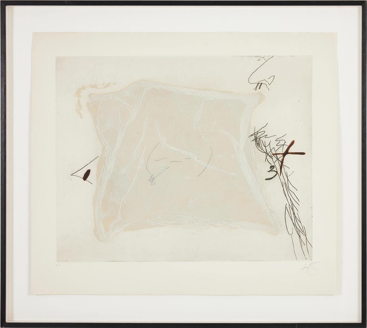 ANTONI TÁPIES “Mouchoir”, etching, signed, marked H.C.