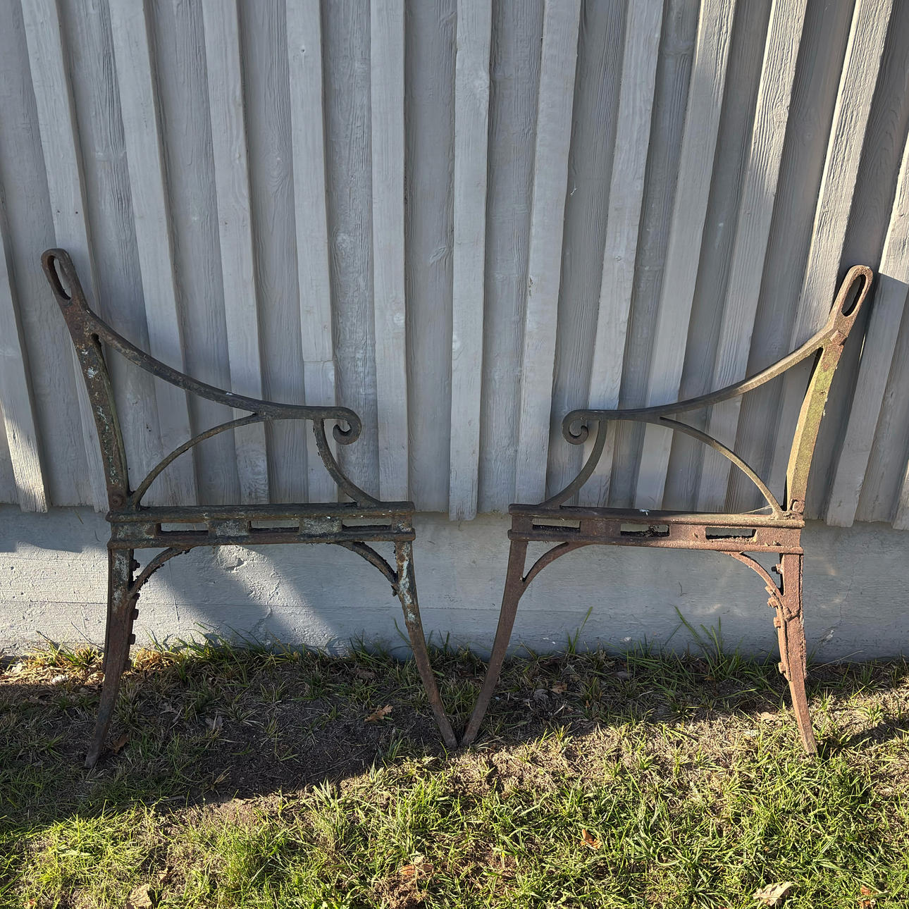 CAST IRON GABLES FOR GARDEN SOFA, A PAIR, CIRCA 1900. Silver & Metals ...
