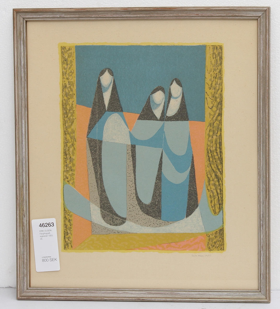 ERIK OLSON. Färglitografi, signerad 1955.