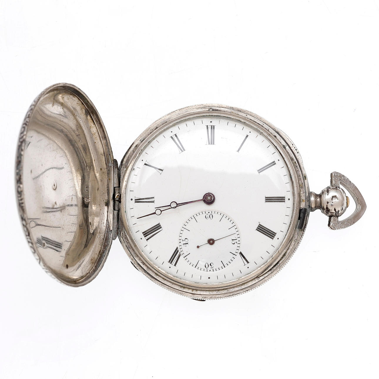 Frnech silver pocket watch, 19th Century.