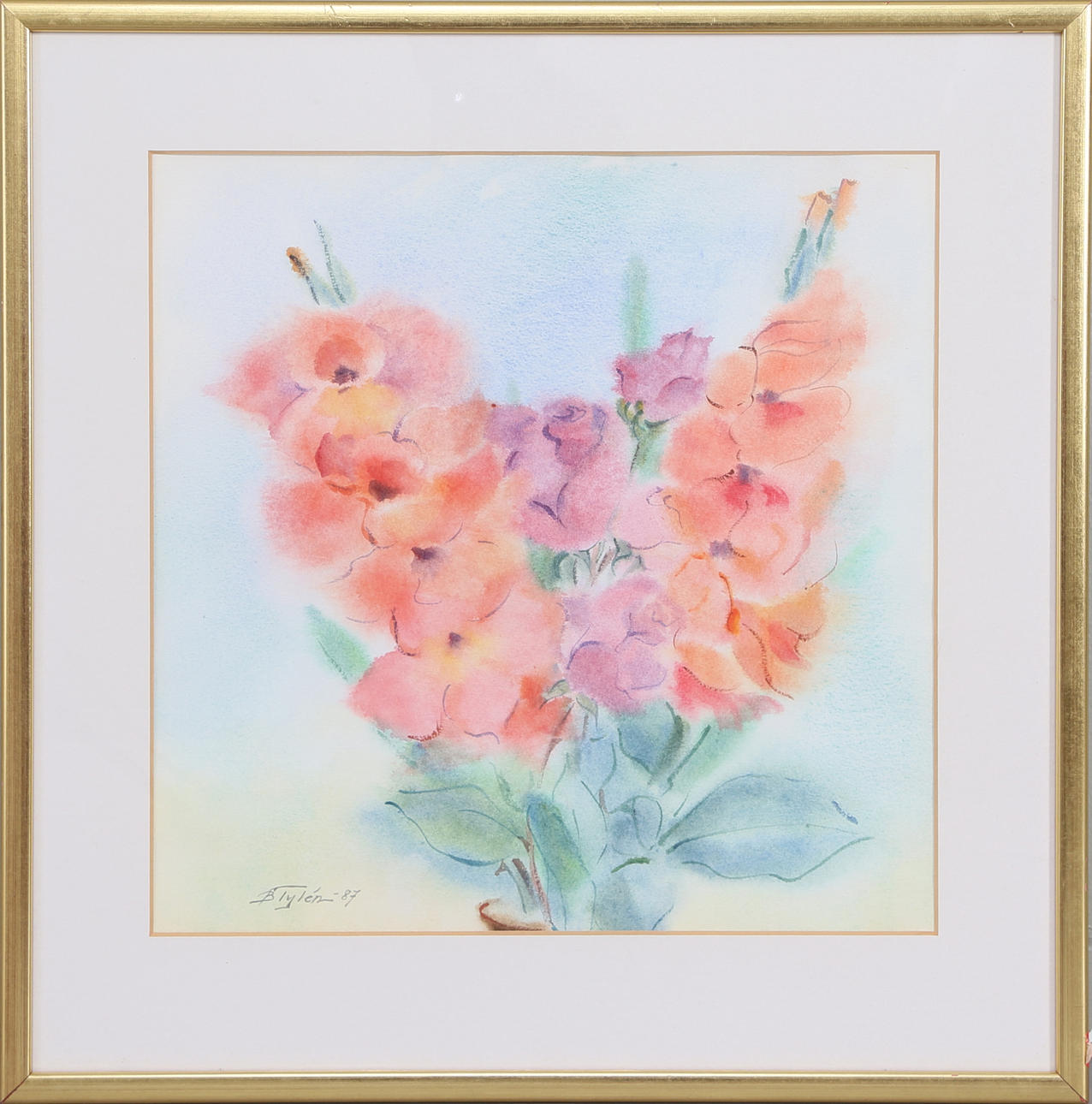 BIRGIT TYLÉN. Blomsterstilleben, akvarell, signerad och daterad -87.