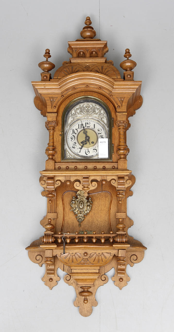 VÄGGUR, ek, Gustav Becker, Höjd 141 cm, 1900 talets början.