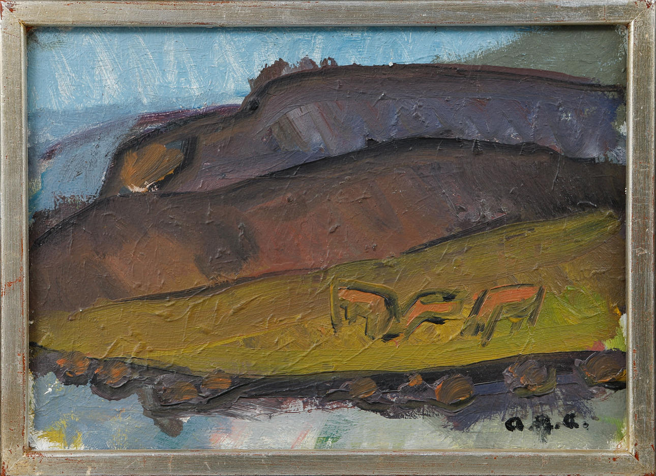 ARNE ANDERSSON. Landscape with cows, oil on panel, signed a.r.a.