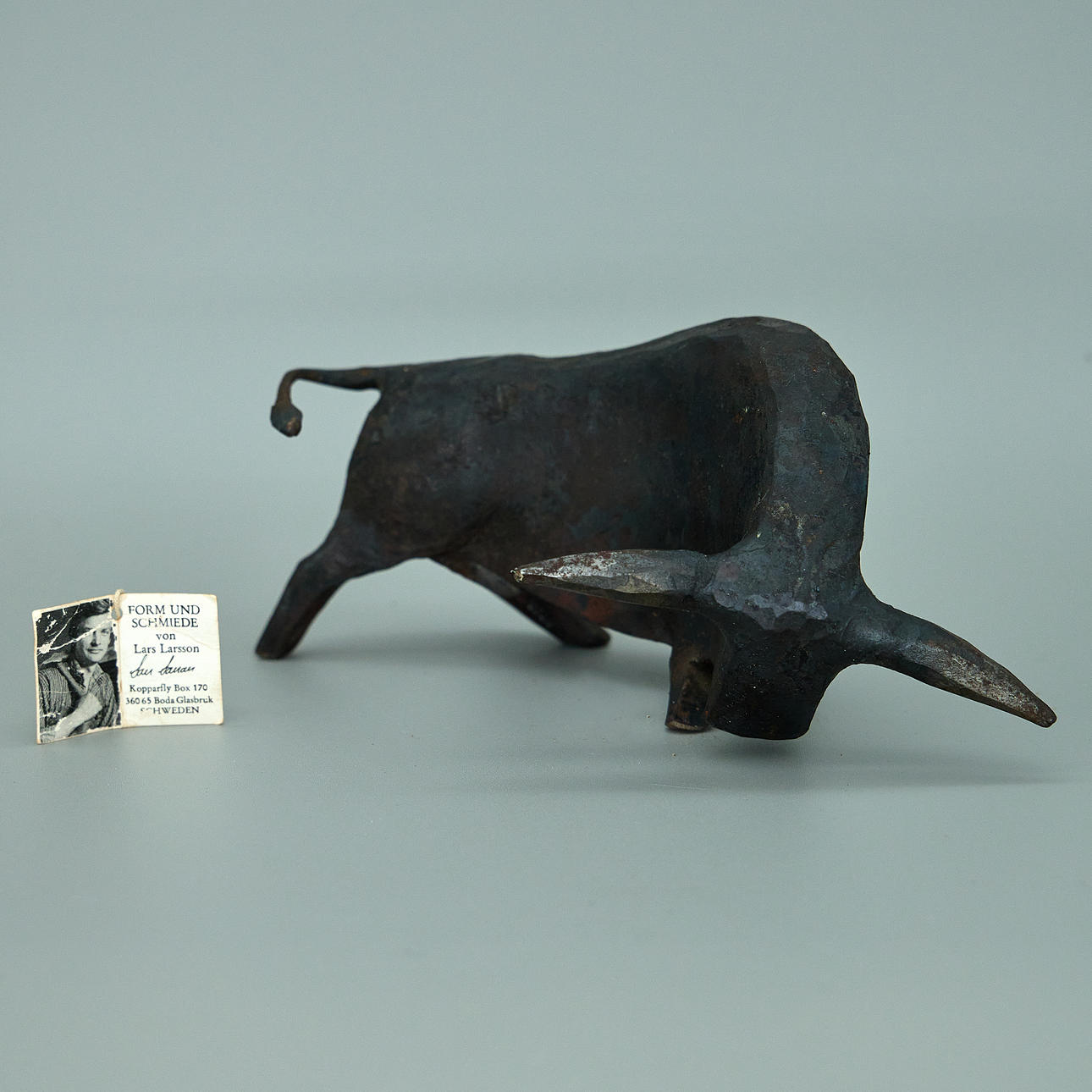 LARS LARSSON. A bull, iron, signed L Larsson.