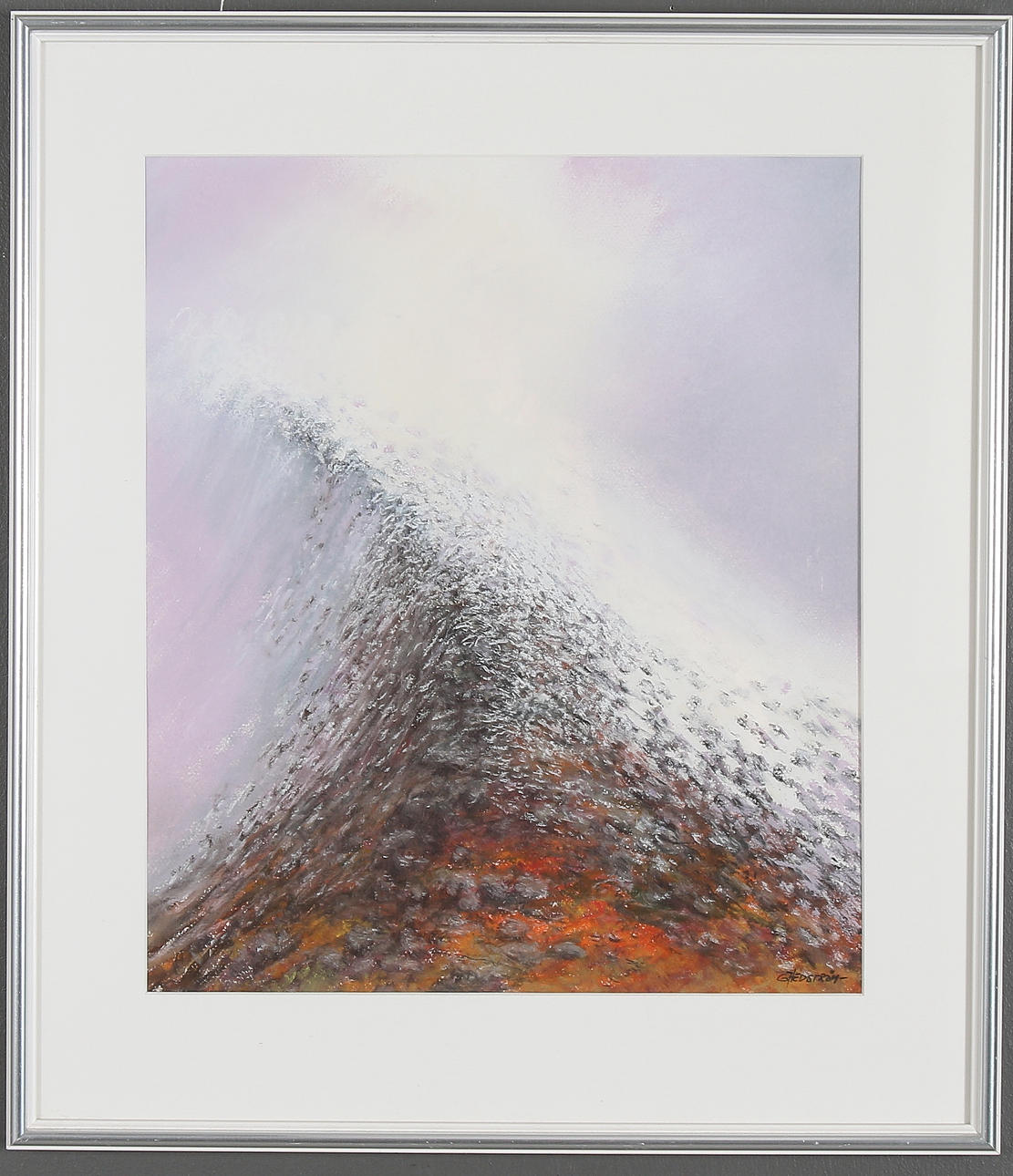 GÖSTA HEDSTRÖM. "Fjällrygg", pastell, signerad.