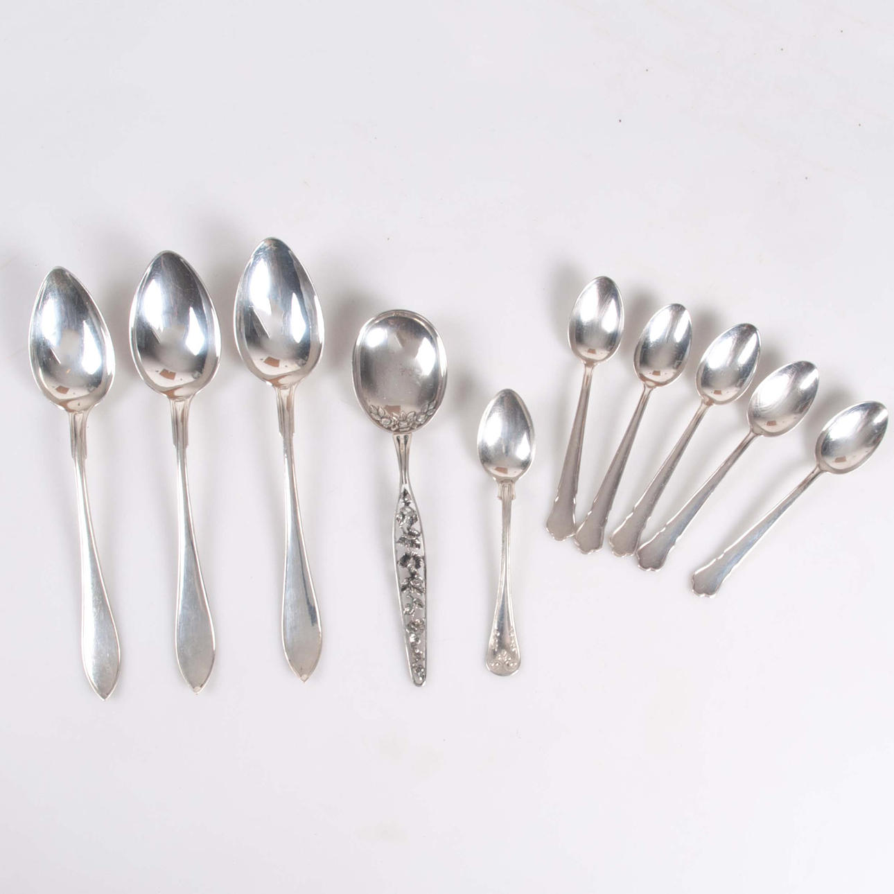 SPOONS, SILVER 10 pcs 214 g.