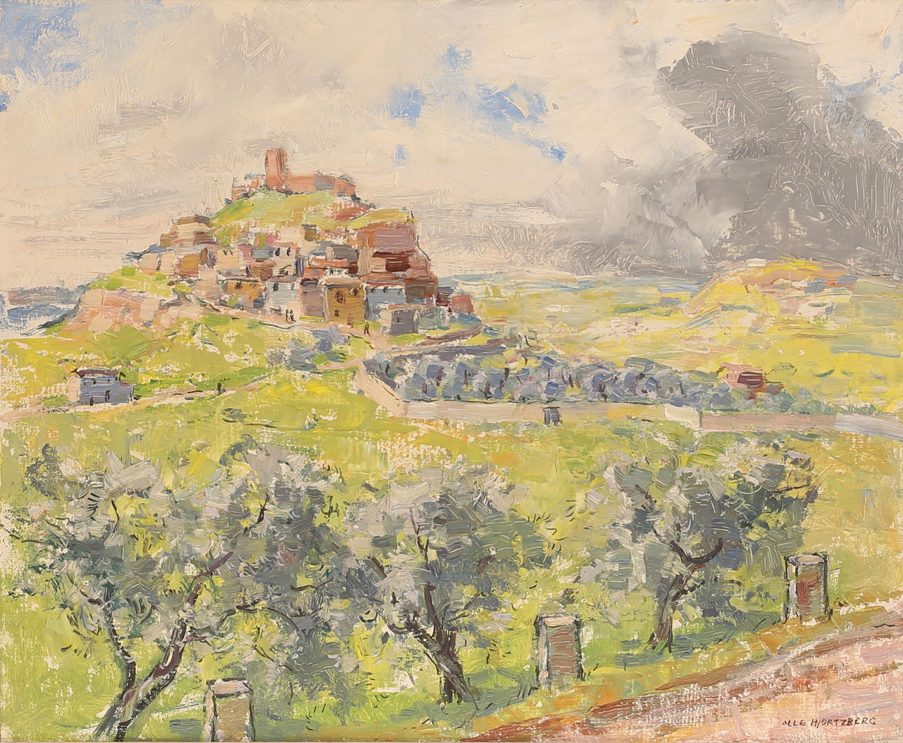 OLLE HJORTZBERG. Oil on panel, signed.