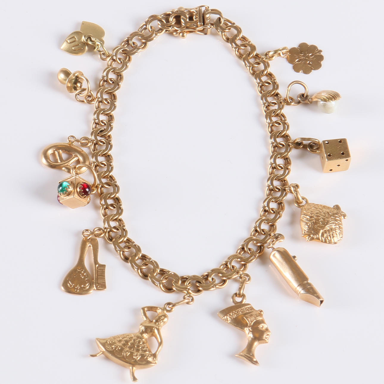 ARMBAND, med berlocker, 18k guld, bismarck, BEH Bengt Hallberg Guldsmeds AB, 1964.