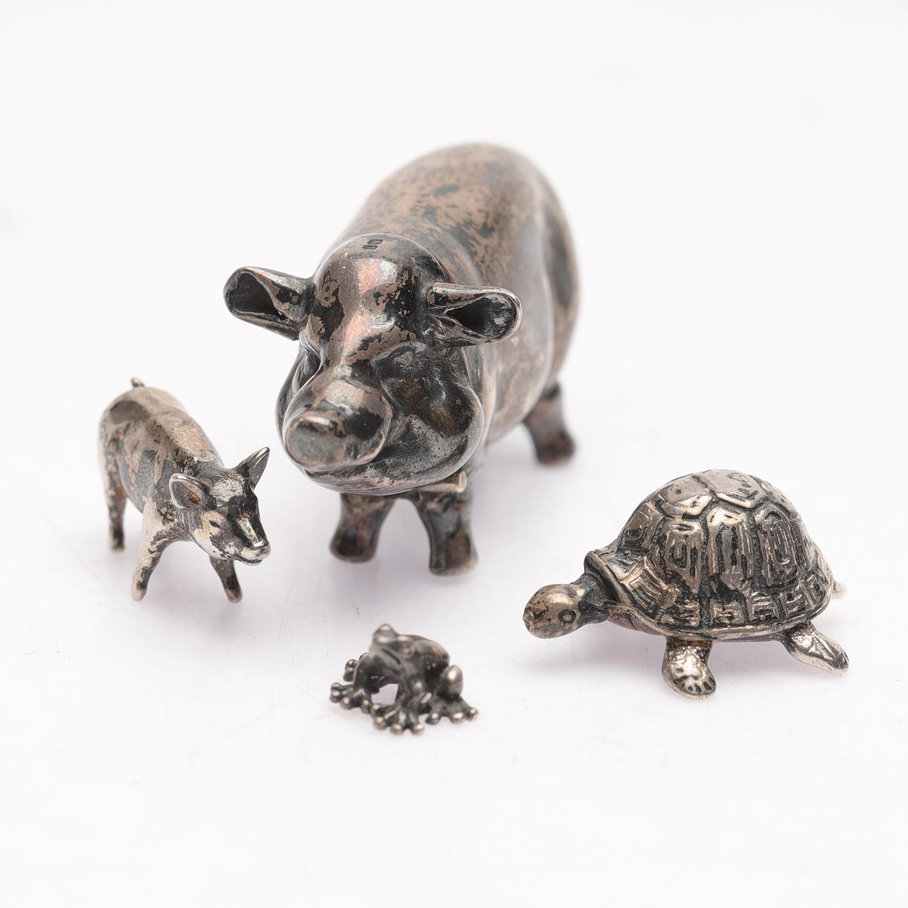 MINIATURES, 4pcs, silver, animals, approx 91,6g.