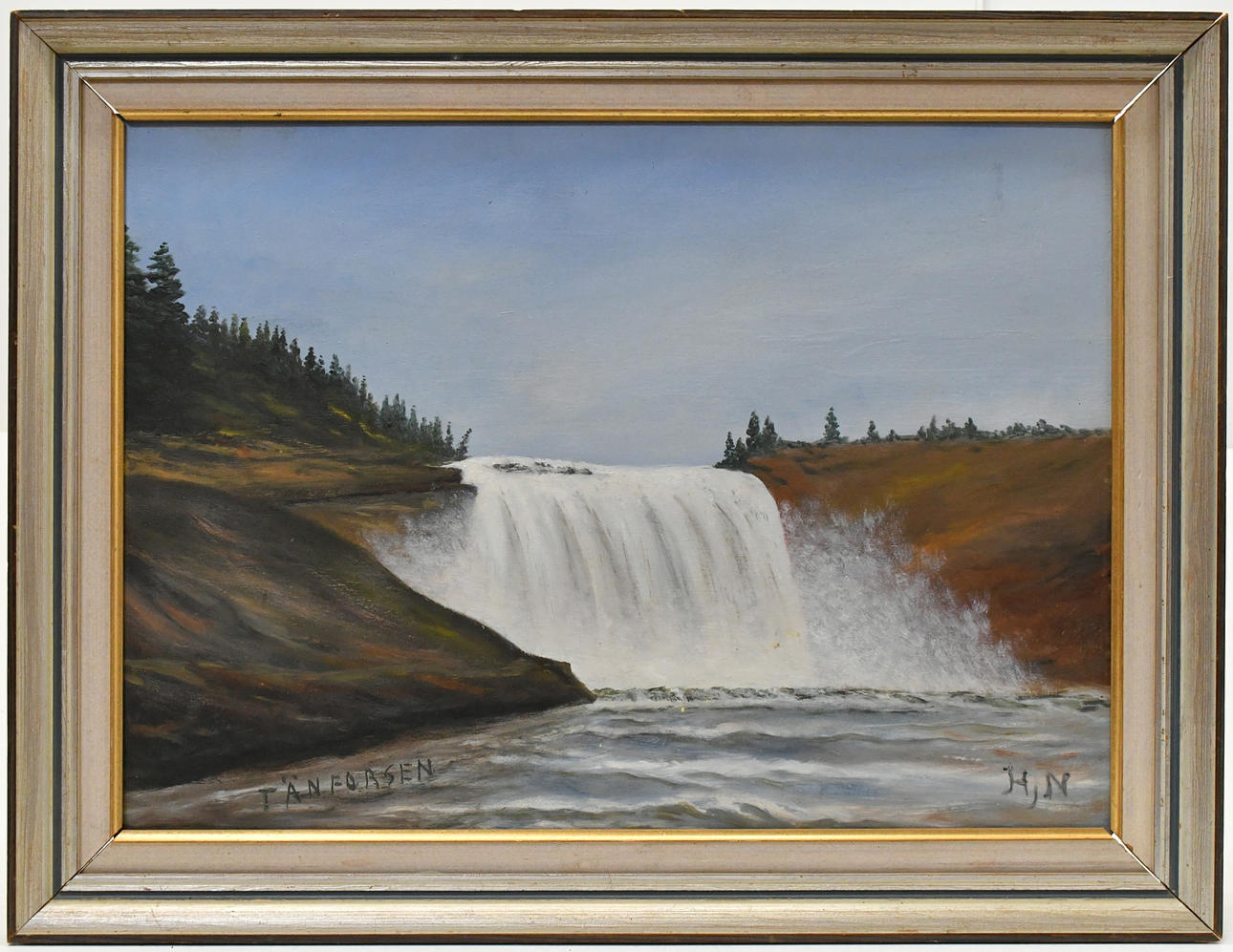 OIDENTIFIERAD KONSTNÄR. Tänforsen. Oil on panel.