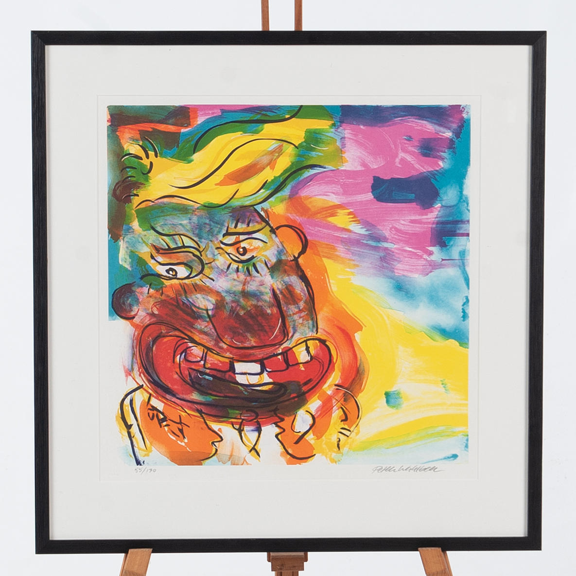 PETER WAHLBECK. Lithograph composition with face, signed and numbered 55/170.