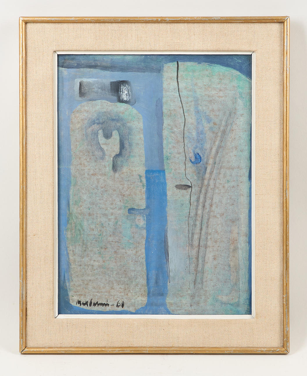 MAX SALMI. “Composition”, signed and dated -60, oil on panel.