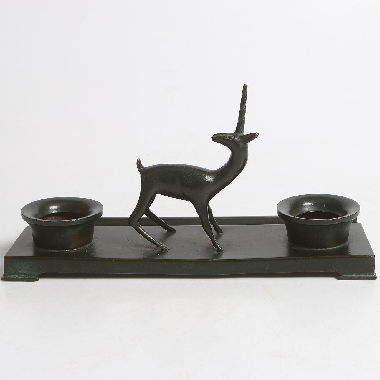 SKRIVSET, patinerad brons, Nils Fougstedt, Fabriksaktiebolaget Kronsilver FAK, 1920/30-tal.