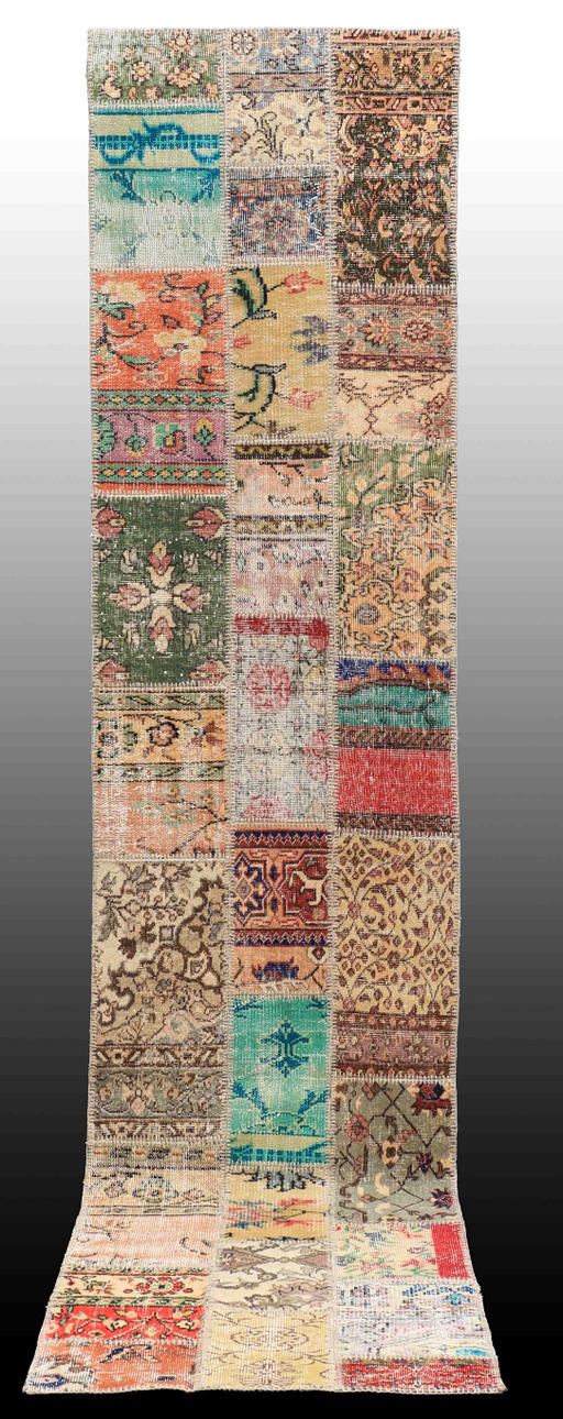 MATTA, carpet patchwork, (fine), gallerimodell, 395 x 82 cm.