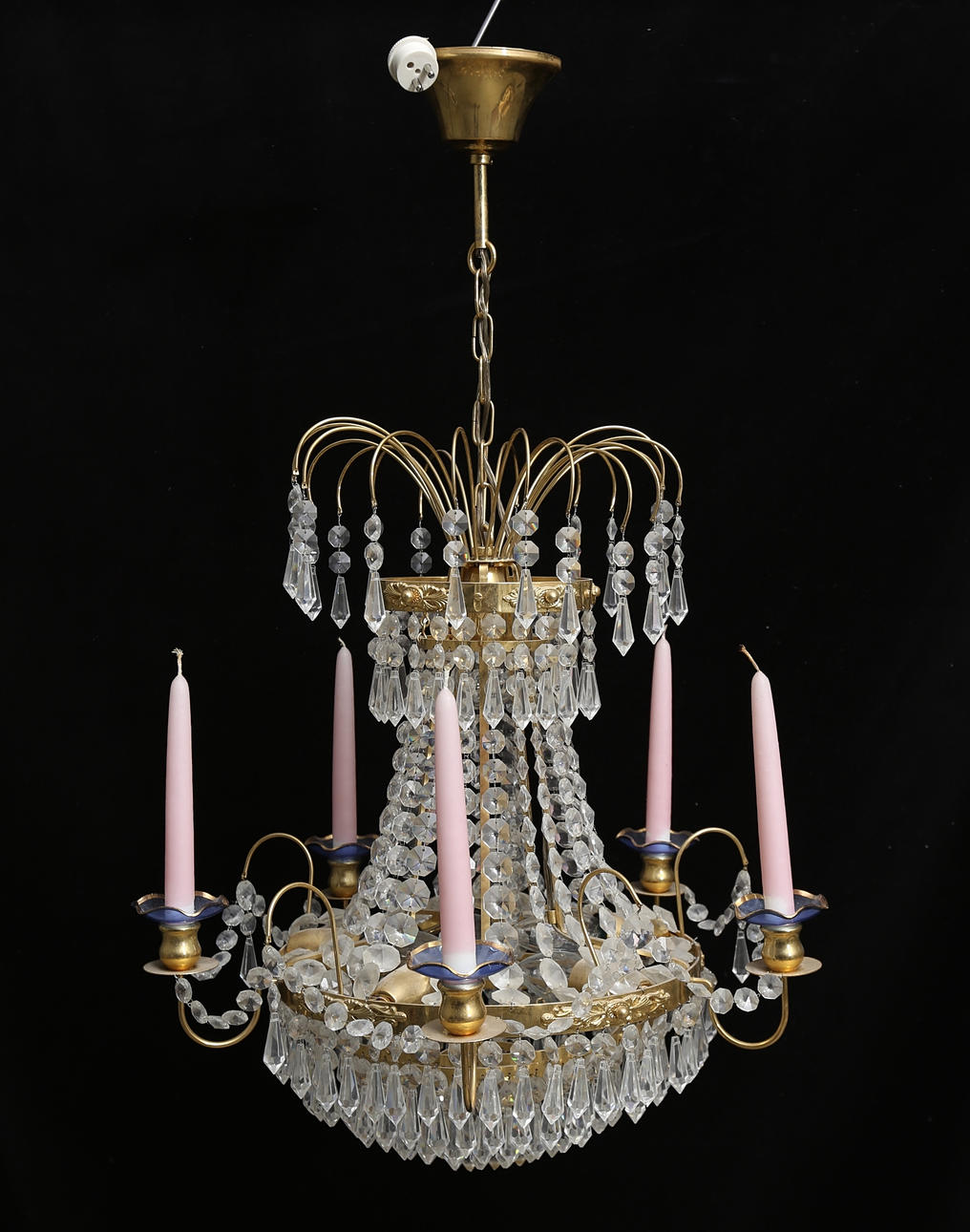 TAKKRONA, sengustaviansk stil, 1900-tal, höjd exklusive kedja 52 cm.