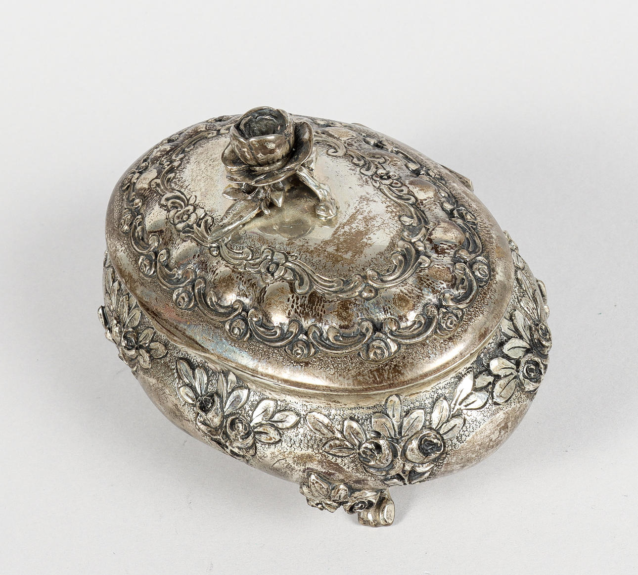 A silver sugar box with gilt inside, Rococo style. Silver & Metals ...