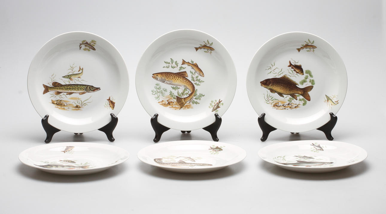 FISKTALLRIKAR, 6 st, porslin, Rörstrand.