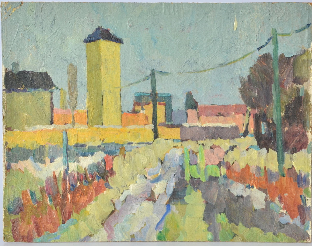 OKÄND KONSTNÄR. Olja på duk uppfodrad på pannå.