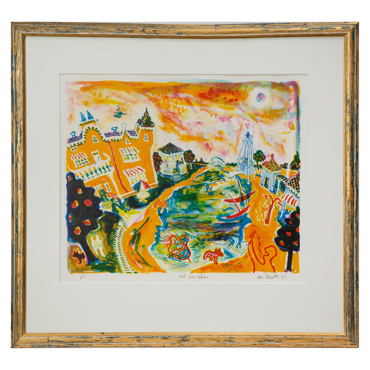 IAN RUSTH. Lithograph, “Two loves”, signed and dated 1995.