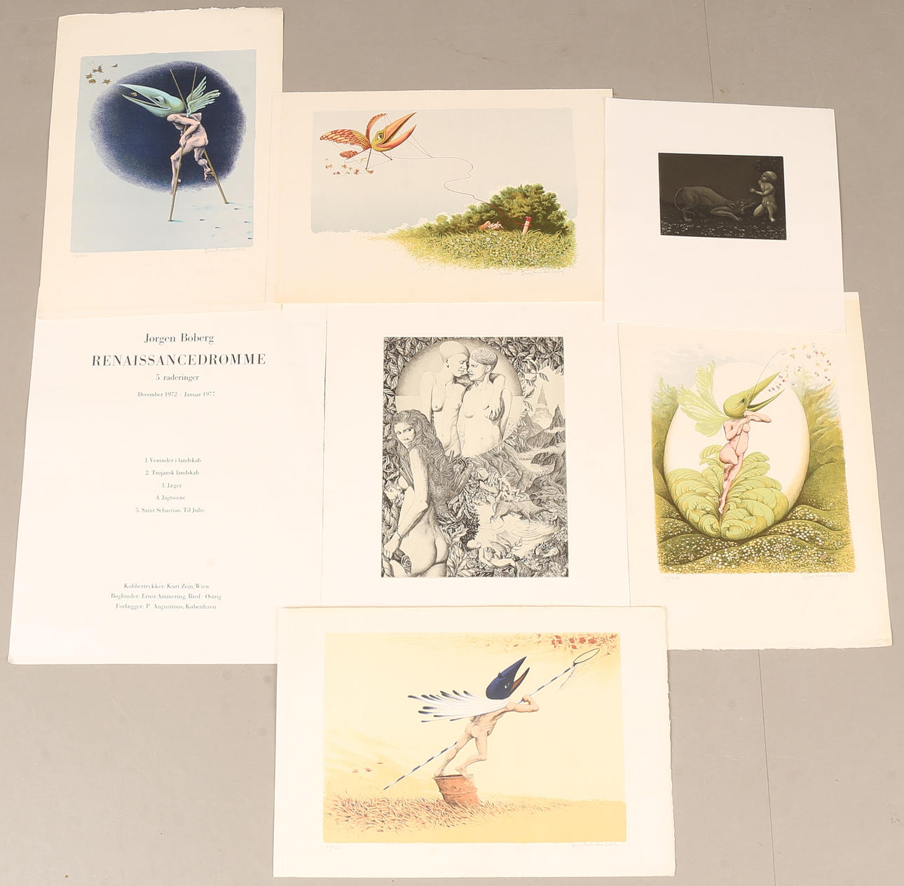 JÖRGEN BOBERG. Graphic sheets 6 pieces, signed.