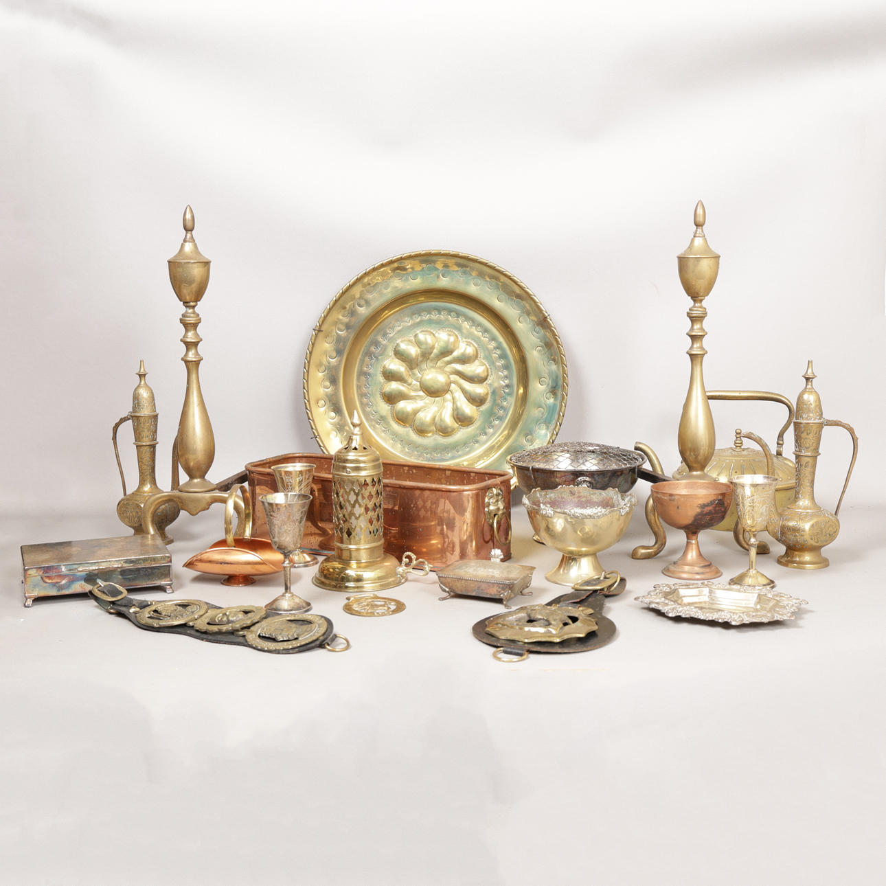 A COLLECTION OF BRASS AND COPPER WARE (QTY). Silver & Metals - Pewter ...