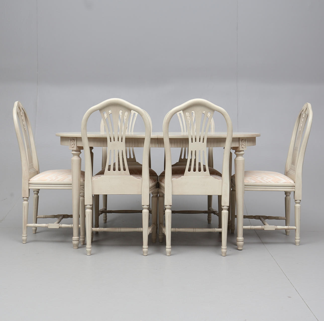 MATSALSMÖBEL, 7 delar, modell "Axet", gustaviansk stil, 1900-talets andra del.