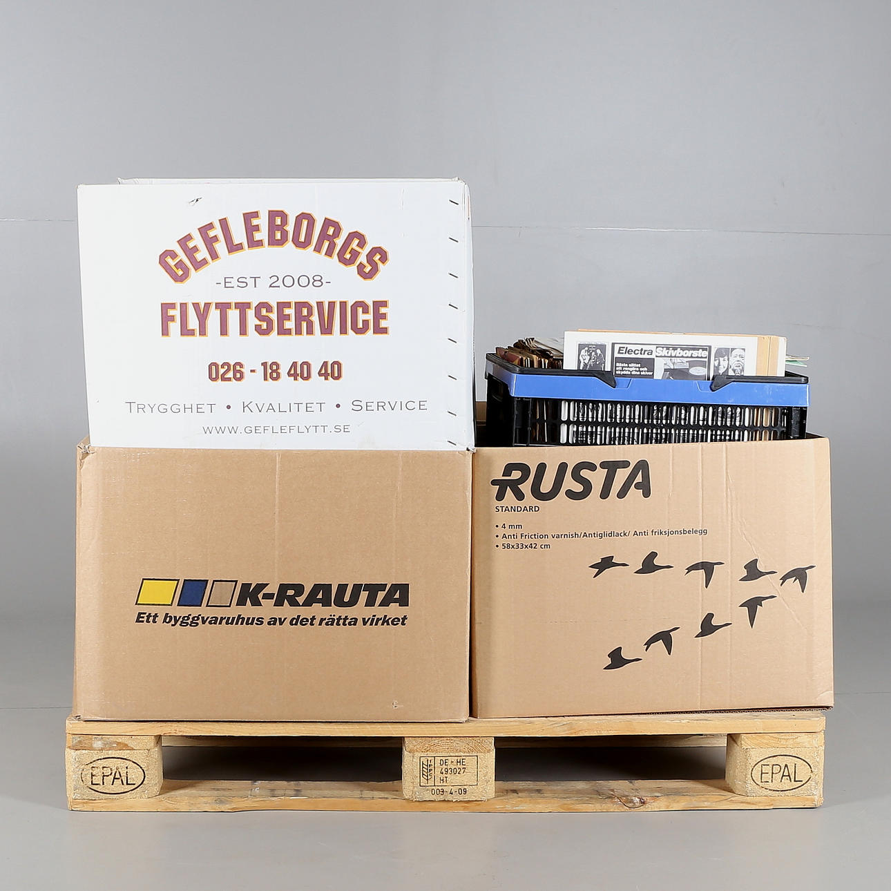 PARTI, skivor, 7 st kartonger, stenkakor, Sverige/Tyskland, 1900-talet.