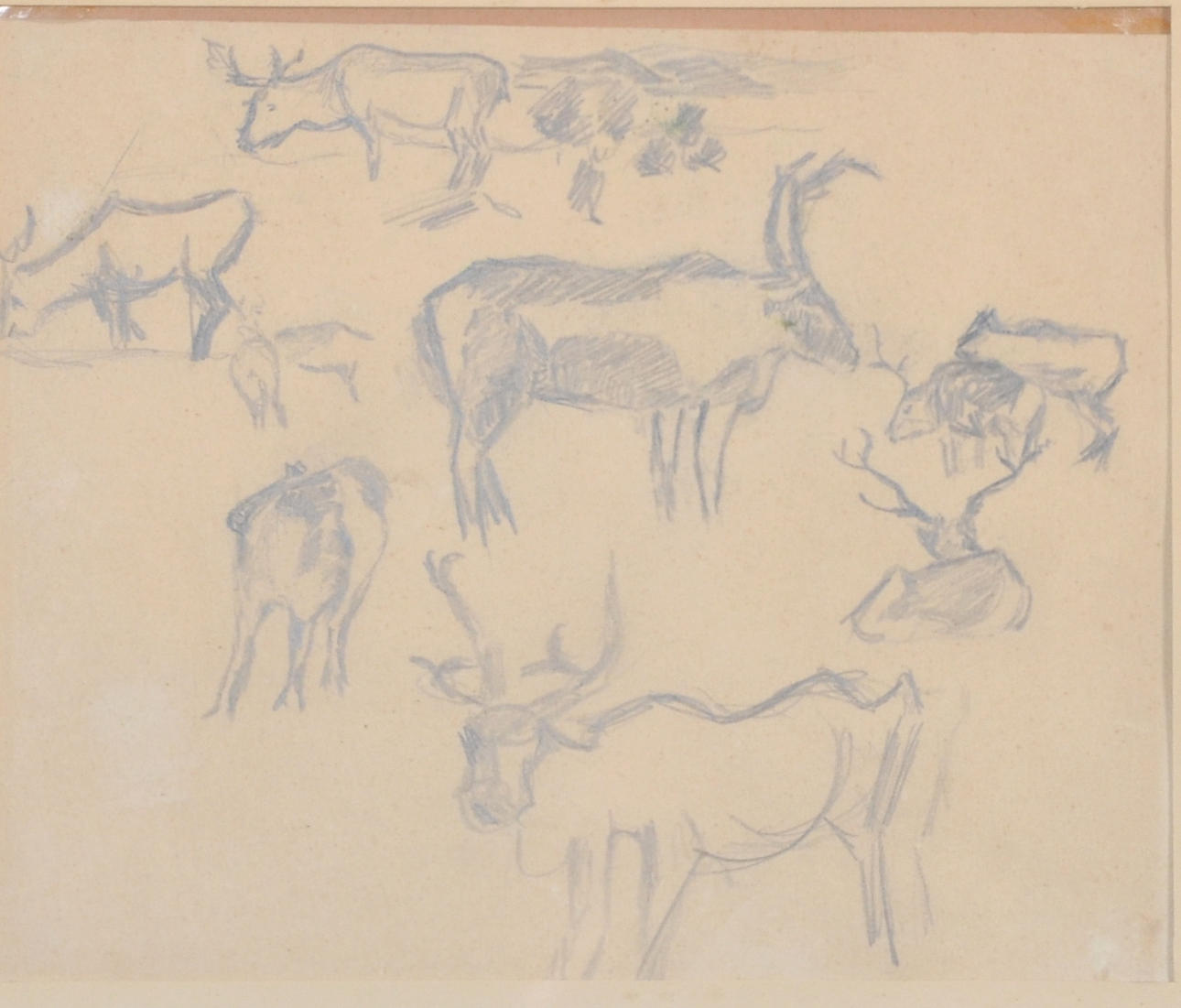 HELMER OSSLUND. TILLSKRIVEN. Blyertsteckning.