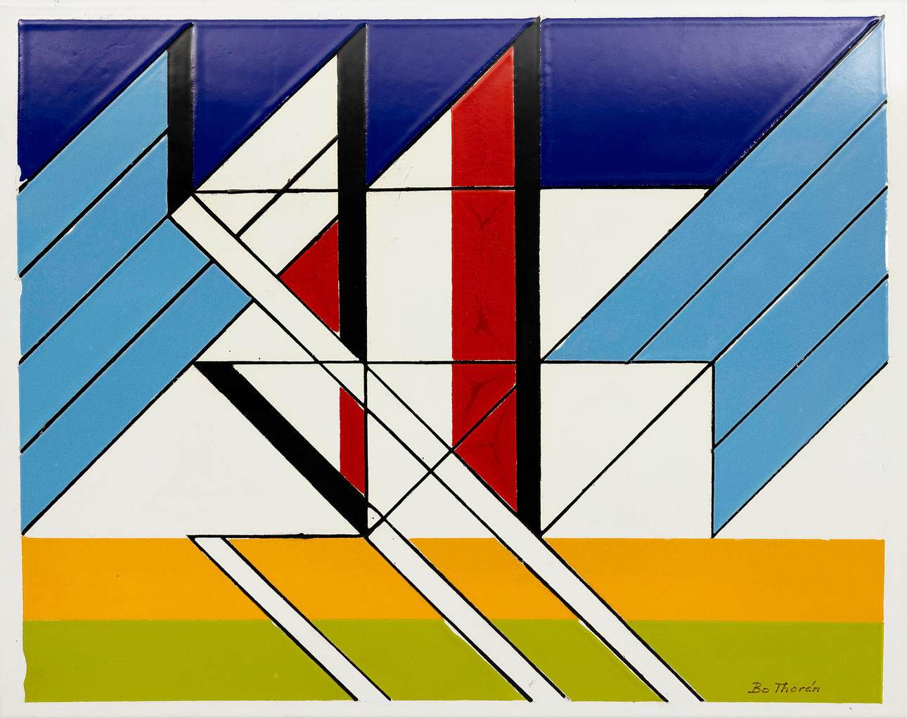 BO THORÉN. Abstract composition, enamel on sheet metal, signed.