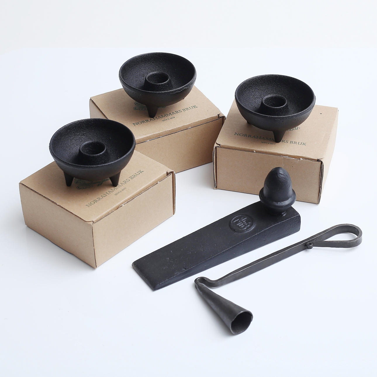 CANDLE HOLDERS, DOOR STOPS, etc. Norrahammars Bruk.