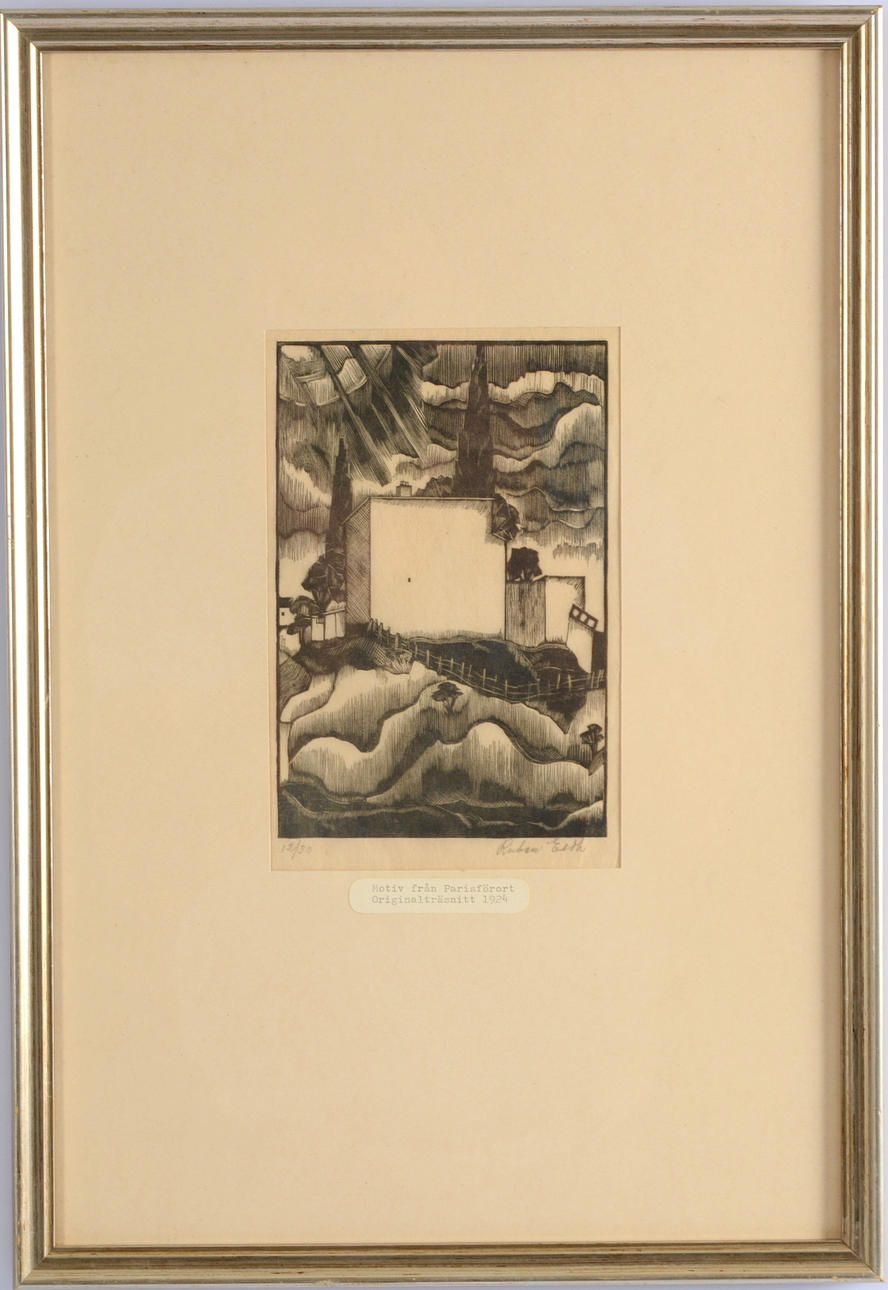 RUBEN ELDH. Träsnitt.