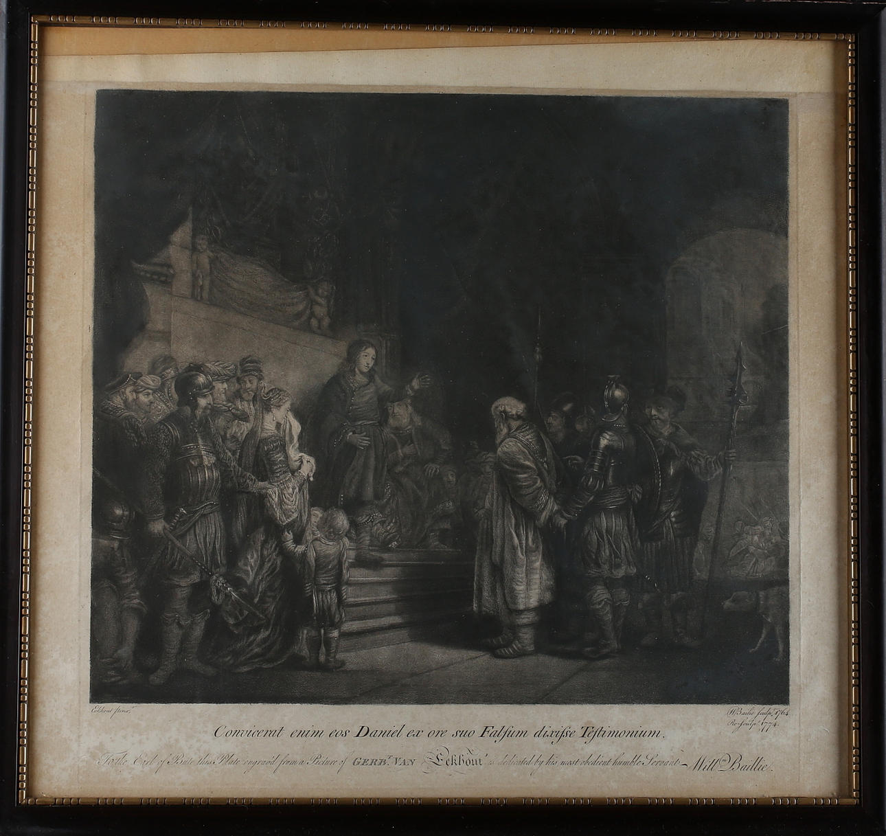 CAPTAIN WILLIAM BAILLIE. Etsning/Mezzotint, efter Gerbrand van den Eeckhout, 1764.